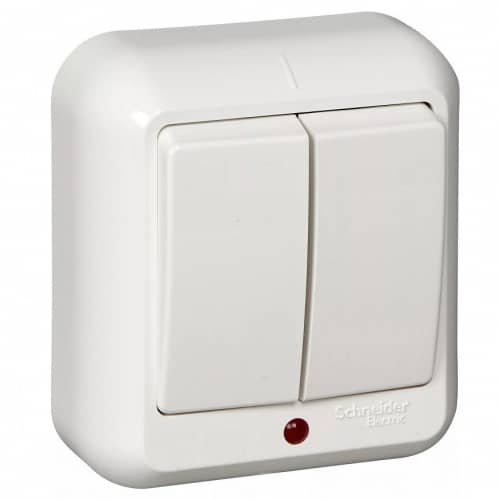 Купить Выключатель Schneider Electric Прима A56-007M-B двухклавишный с индикатором белый по низкой цене