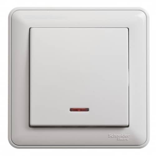 Купить Выключатель Schneider Electric W59 VS116-153-18 одноклавишный с индикатором белый по низкой цене