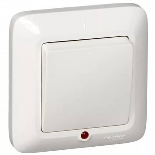 Купить Выключатель Schneider Electric Прима S16-053-B одноклавишный с индикатором белый по низкой цене