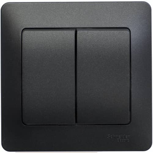 Купить Выключатель Schneider Electric Glossa GSL000752 двухклавишный антрацит по низкой цене