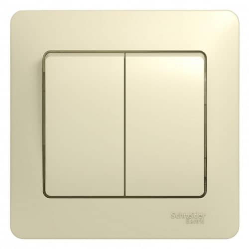 Купить Выключатель Schneider Electric Glossa GSL000252 двухклавишный бежевый по низкой цене