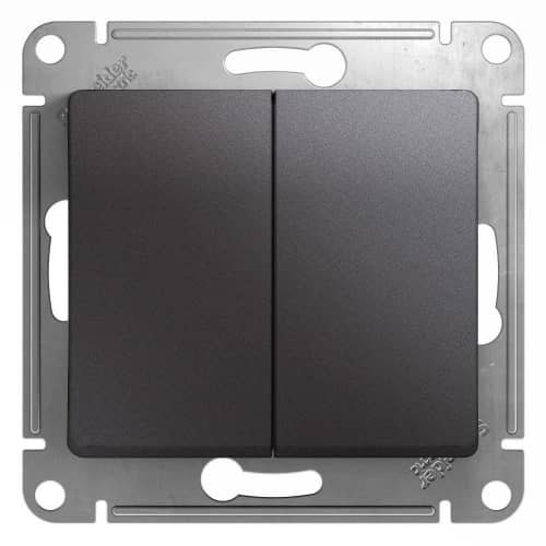 Купить Выключатель Schneider Electric Glossa GSL001351 двухклавишный графит по низкой цене