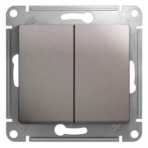 Купить Выключатель Schneider Electric Glossa GSL001251 двухклавишный платина по низкой цене