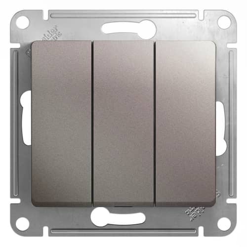Купить Выключатель Schneider Electric Glossa GSL001231 трехклавишный платина по низкой цене