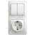 Купить Блок розетки с выключателем Schneider Electric Glossa GSL000174 двухклавишный белый по низкой цене