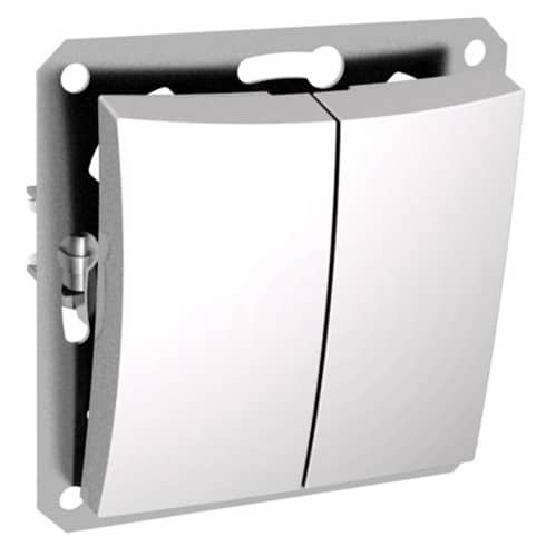 Купить Выключатель Schneider Electric Дуэт WDE000151 двухклавишный белый по низкой цене