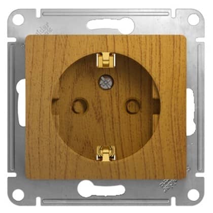 Купить Розетка Schneider Electric Glossa GSL000545 одноместная с заземлением и защитными шторками дуб по низкой цене