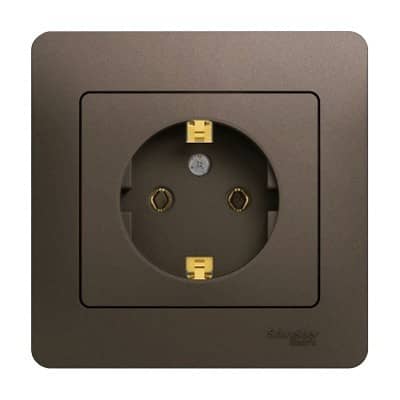 Купить Розетка Schneider Electric Glossa GSL000842 одноместная с заземлением шоколад по низкой цене