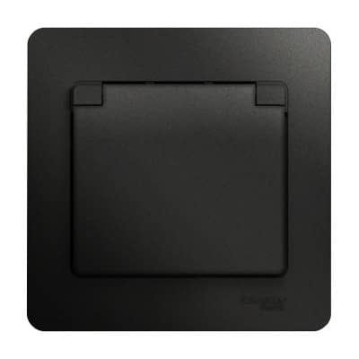 Купить Розетка Schneider Electric Glossa GSL000746 одноместная с заземлением и защитными шторками с крышкой антрацит по низкой цене