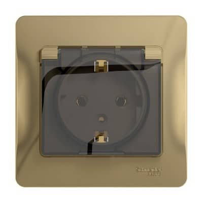 Купить Розетка Schneider Electric Glossa GSL000448 одноместная с заземлением и защитными шторками с крышкой титан по низкой цене