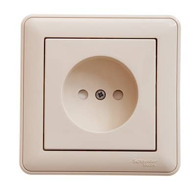 Купить Розетка Schneider Electric W59 RS16-151-28 одноместная с защитными шторками Слоновая кость по низкой цене