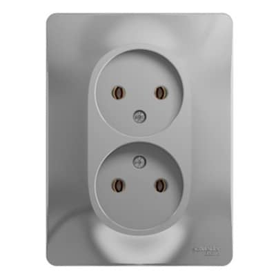 Купить Розетка Schneider Electric Glossa GSL000320 двухместная без заземления алюминий по низкой цене