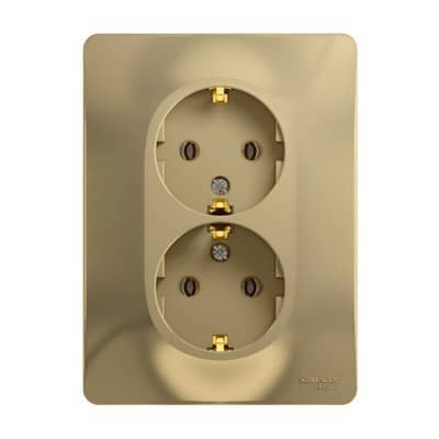 Купить Розетка Schneider Electric Glossa GSL000424 двухместная с заземлением титан по низкой цене