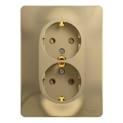 Купить Розетка Schneider Electric Glossa GSL000426 двухместная с заземлением и защитными шторками титан по низкой цене