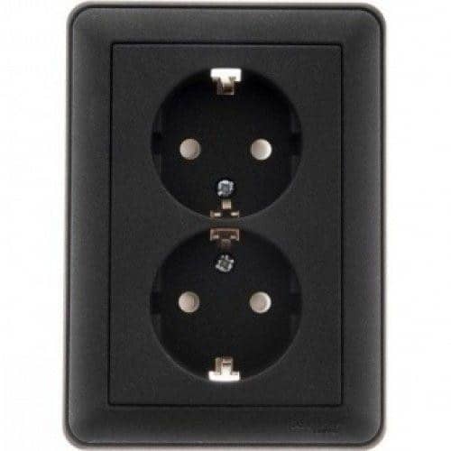 Купить Розетка Schneider Electric W59 RS16-255-68 двухместная с заземлением и защитными шторками черный бархат по низкой цене