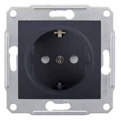 Купить Розетка Schneider Electric Sedna SDN3000170 одноместная с заземлением и защитными шторками графит по низкой цене