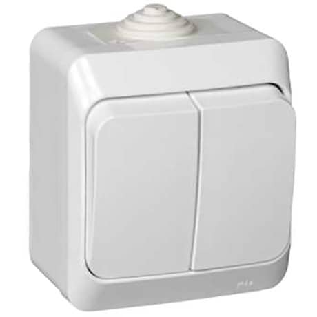 Купить Выключатель Schneider Electric Этюд BA10-042B IP44 двухклавишный белый по низкой цене