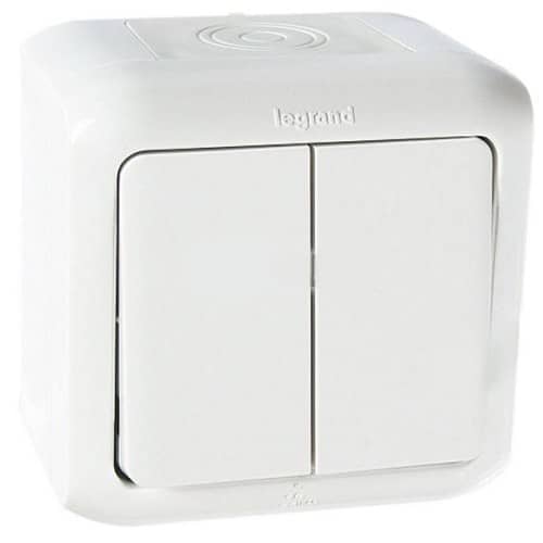 Купить Выключатель Legrand Quteo 782302 двухклавишный белый по низкой цене