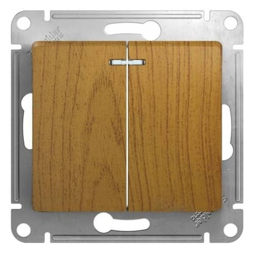 Купить Выключатель Schneider Electric Glossa GSL000553 двухклавишный с индикатором дуб по низкой цене