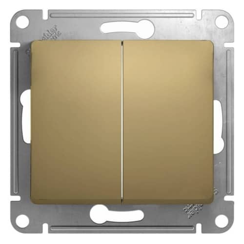 Купить Выключатель Schneider Electric Glossa GSL000451 двухклавишный титан по низкой цене