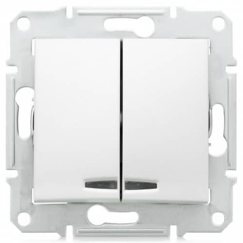 Купить Выключатель Schneider Electric Sedna SDN0300321 двухклавишный с индикатором белый по низкой цене