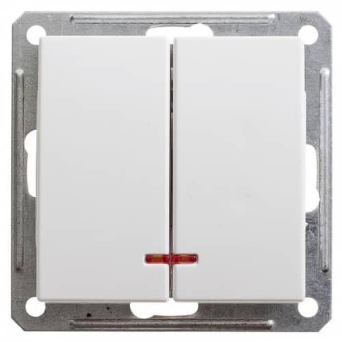 Купить Выключатель Schneider Electric W59 VS516-251-1-86 двухклавишный с индикатором белый по низкой цене