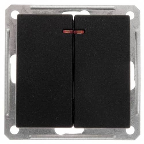 Купить Выключатель Schneider Electric W59 VS516-251-6-86 двухклавишный с индикатором черный бархат по низкой цене