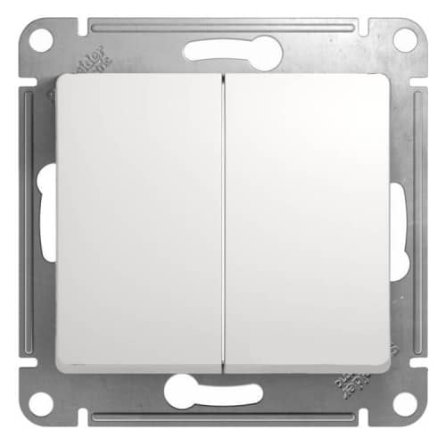 Купить Переключатель Schneider Electric Glossa GSL000165 двухклавишный белый по низкой цене