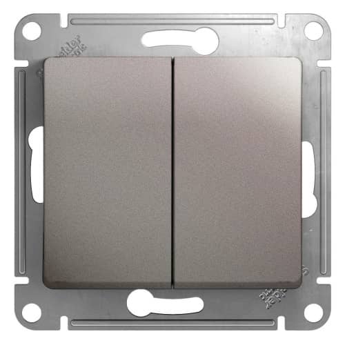 Купить Переключатель Schneider Electric Glossa GSL001265 двухклавишный платина по низкой цене