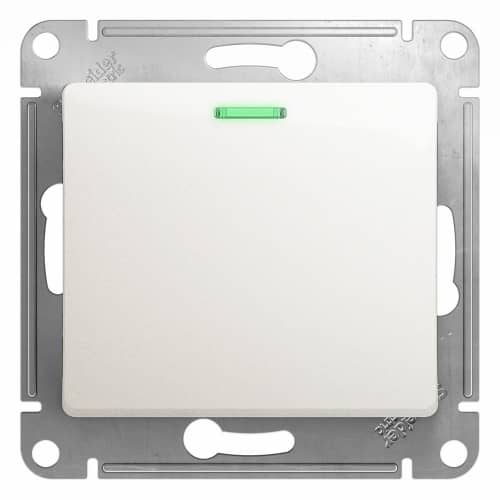 Купить Выключатель Schneider Electric Glossa GSL000613 одноклавишный с индикатором перламутр по низкой цене