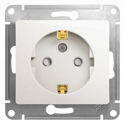 Купить Розетка Schneider Electric Glossa GSL000645 одноместная с заземлением и защитными шторками перламутр по низкой цене