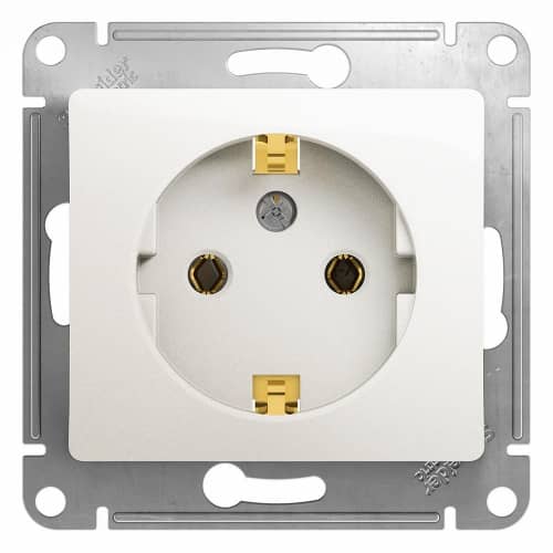 Купить Розетка Schneider Electric Glossa GSL000643 одноместная с заземлением перламутр по низкой цене