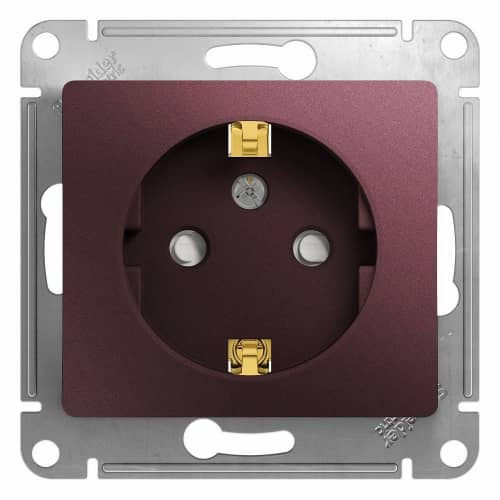 Купить Розетка Schneider Electric Glossa GSL001145 одноместная с заземлением и защитными шторками баклажановый по низкой цене