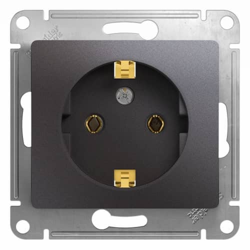 Купить Розетка Schneider Electric Glossa GSL001343 одноместная с заземлением графит по низкой цене