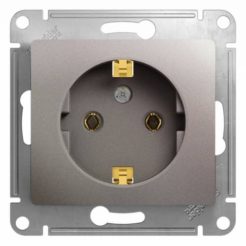Купить Розетка Schneider Electric Glossa GSL001243 одноместная с заземлением платина по низкой цене