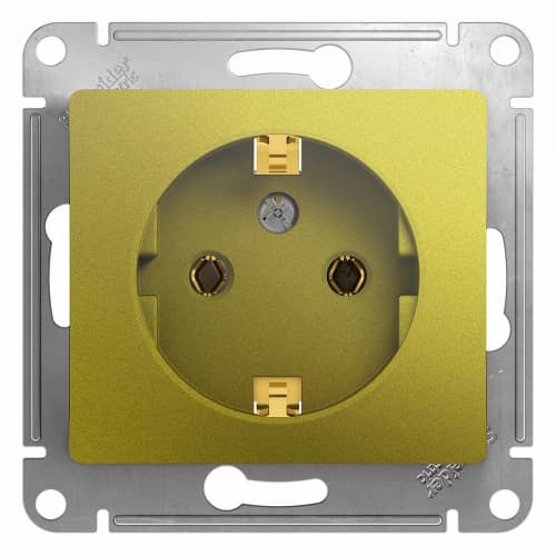 Купить Розетка Schneider Electric Glossa GSL001043 одноместная с заземлением фисташковый по низкой цене