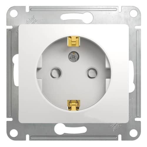 Купить Розетка Schneider Electric Glossa GSL000145 одноместная с заземлением и защитными шторками белый по низкой цене