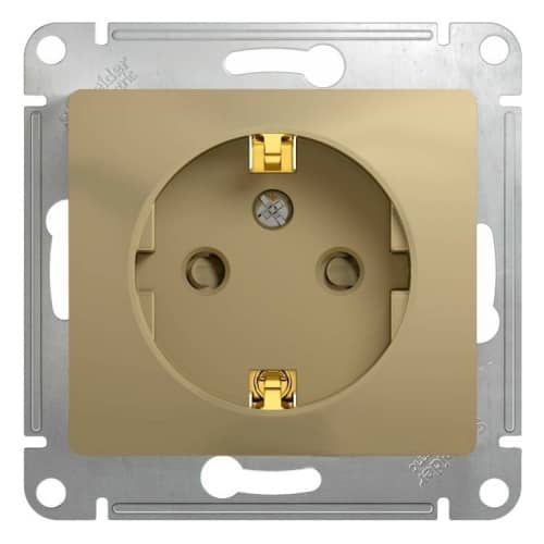 Купить Розетка Schneider Electric Glossa GSL000445 одноместная с заземлением и защитными шторками титан по низкой цене