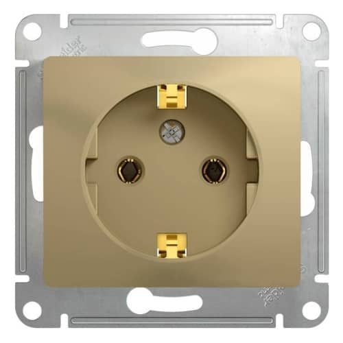 Купить Розетка Schneider Electric Glossa GSL000443 одноместная с заземлением титан по низкой цене