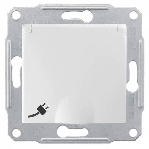 Купить Розетка Schneider Electric Sedna SDN3100321 одноместная с заземлением и защитными шторками с крышкой белый по низкой цене