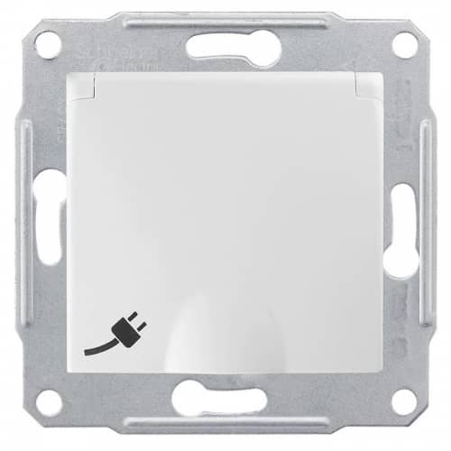 Купить Розетка Schneider Electric Sedna SDN3100121 одноместная с заземлением и защитными шторками с крышкой белый по низкой цене