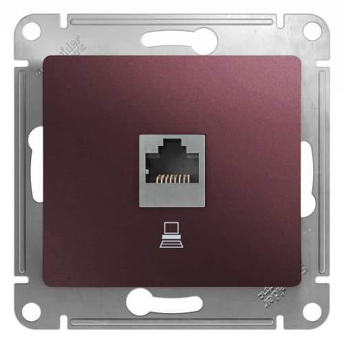 Купить Розетка Schneider Electric Glossa GSL001181K RJ45 компьютерная одноместный баклажановый по низкой цене