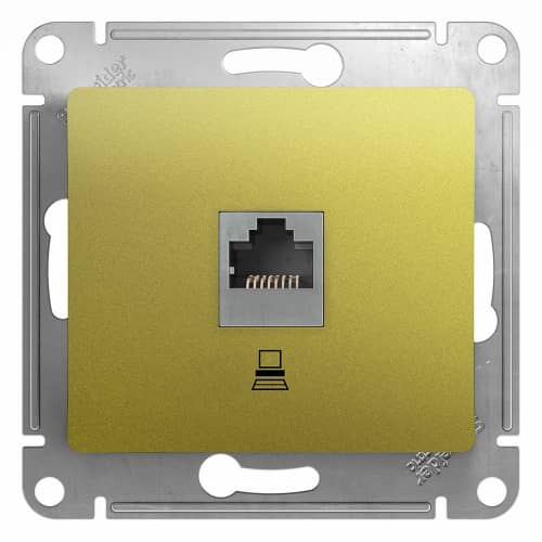 Купить Розетка Schneider Electric Glossa GSL001081K RJ45 компьютерная одноместный фисташковый по низкой цене