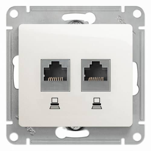 Купить Розетка Schneider Electric Glossa GSL000185KK 2хRJ45 компьютерная двухместный белый по низкой цене