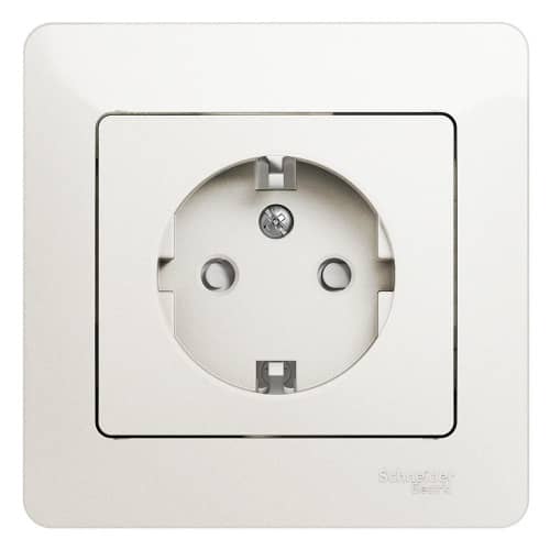 Купить Розетка Schneider Electric Glossa GSL000644 одноместная с заземлением и защитными шторками перламутр по низкой цене