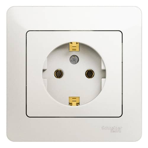 Купить Розетка Schneider Electric Glossa GSL000642 одноместная с заземлением перламутр по низкой цене