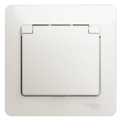 Купить Розетка Schneider Electric Glossa GSL000646 одноместная с заземлением и защитными шторками с крышкой перламутр по низкой цене