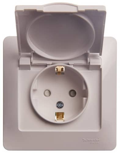 Купить Розетка Schneider Electric Glossa GSL000146 одноместная с заземлением и защитными шторками с крышкой белая по низкой цене