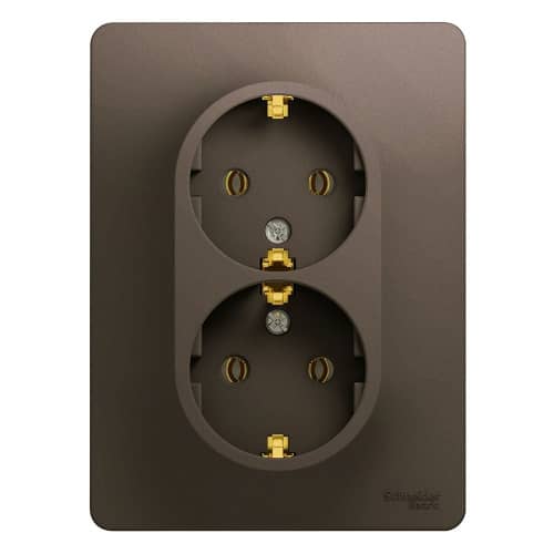 Купить Розетка Schneider Electric Glossa GSL000824 двухместная с заземлением шоколад по низкой цене