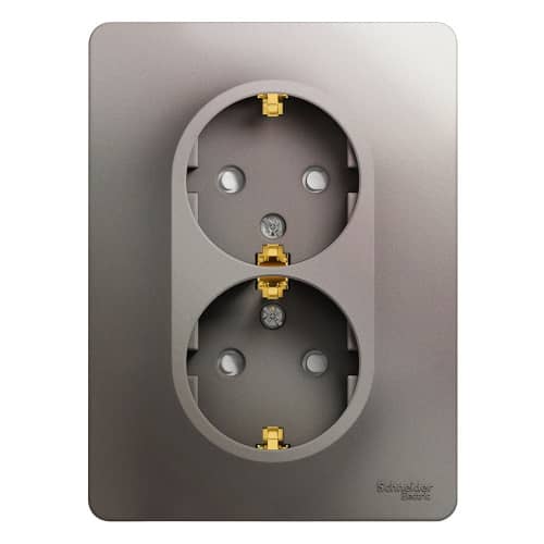 Купить Розетка Schneider Electric Glossa GSL001226 двухместная с заземлением и защитными шторками платина по низкой цене